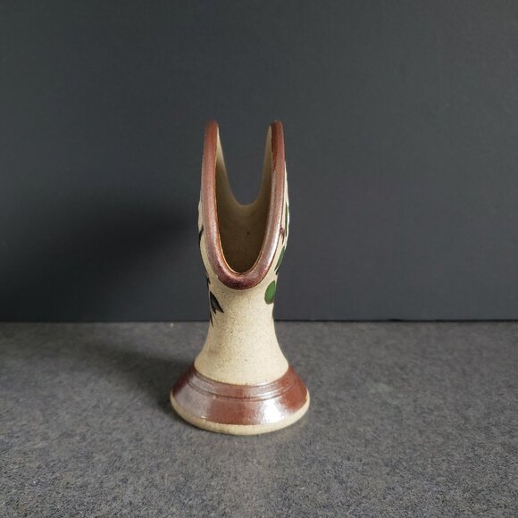 Tonala Sandstone Mexican Pottery Napkin Holder Letter Holder Footed Vintage - Picture 2 of 6